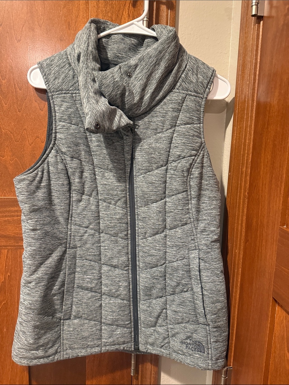 The North Face Heathered Gray Quilted Sleeveless Vest- Medium